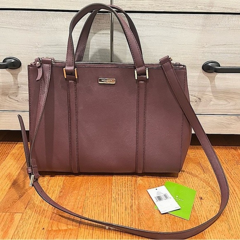 Kate Spade Leather Loden Newburry Lane Briar Tote in Mulled Wine